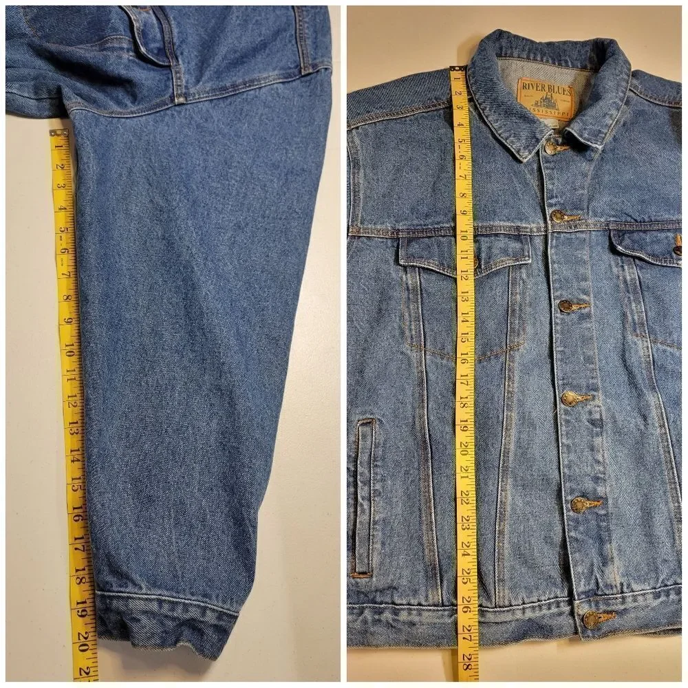 Mississippi River Blues Vintage 90s Classic Blue Jean Denim Trucker Jacket XL